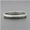 Image 2 : Antique Art Deco 18k White Gold Engraved Wheat Work Eternity Wedding Band Ring