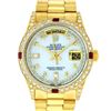 Image 2 : Rolex Mens 18K Yellow Gold MOP String Diamond & Ruby Quickset President Wristwat