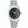 Image 2 : Rolex Mens Stainless Steel Black Index 36mm Oyster Perpetual Datejust Wristwatch