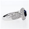 Image 6 : 18K White Gold 3.93 ctw GIA No Heat Cushion Sapphire Diamond Halo Engagement Rin