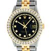 Image 1 : Rolex Mens 2 Tone Black String VS 3 ctw Channel Set Diamond Datejust Wristwatch