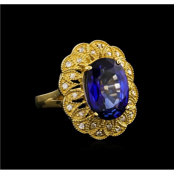 14KT Yellow Gold 7.38 ctw Tanzanite and Diamond Ring