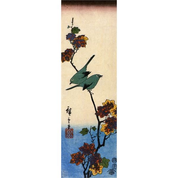 Hiroshige Bird on a Maple Branch