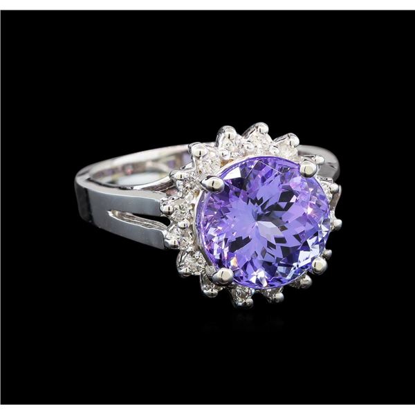 14KT White Gold 4.76 ctw Tanzanite and Diamond Ring