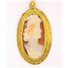 Image 2 : Antique Victorian 10K Yellow Gold Hand Carved & Set Cameo 16" Pendant Necklace