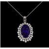 Image 2 : 20.96 ctw Tanzanite and Diamond Pendant With Chain - 14KT White Gold