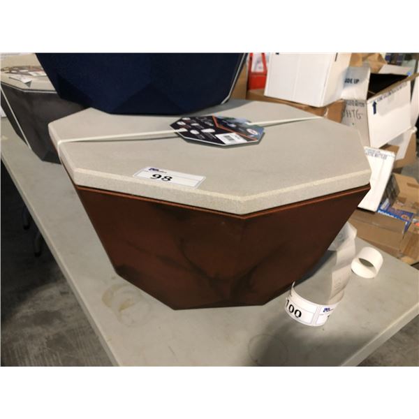 JAPI RED MESA OCT TABLE/PLANTER WITH REMOVABLE LID 25"DIAM X 13"H