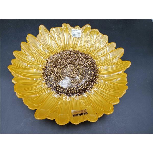 Stokes Decorative Sunflower Glass Plate (33cm)