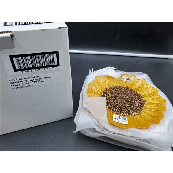 Stokes Decorative Sunflower Dessert Glass Plate (21cm x 6)