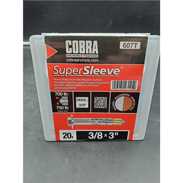 Cobra Super Sleeve Heavy Duty Low Profile Masonry Anchors (3/8 x 3in) 20ct