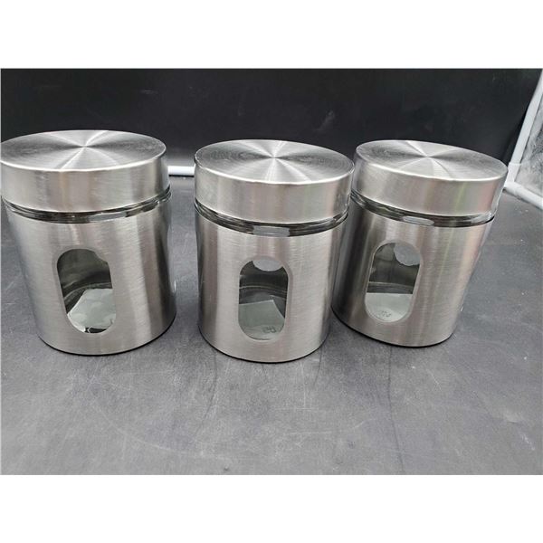 Home Basics Glass Canister with Stainless Lids (10 x 12cm)