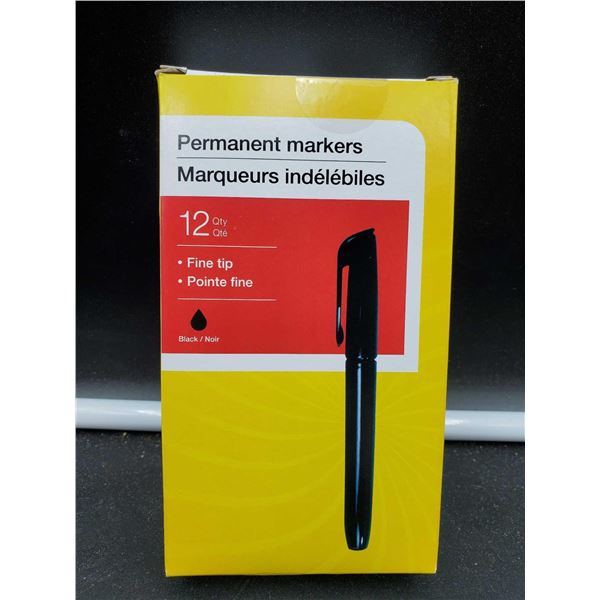 Permanent Markers (12ct) Fine Tip Black Pen