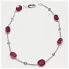 Image 1 : 14K White Gold Six Ruby (7.5ct) Six Diamonds(0.11ct) Bracelet (~Size 0) (~weight 2.8g), Appraised Re