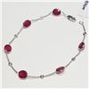 Image 2 : 14K White Gold Six Ruby (7.5ct) Six Diamonds(0.11ct) Bracelet (~Size 0) (~weight 2.8g), Appraised Re