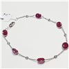 Image 3 : 14K White Gold Six Ruby (7.5ct) Six Diamonds(0.11ct) Bracelet (~Size 0) (~weight 2.8g), Appraised Re