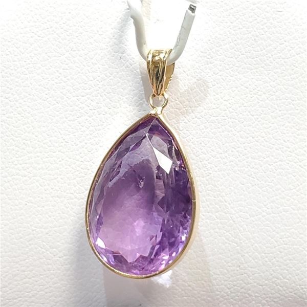 14K Yellow Gold Amethyst(15ct) Pendant (~Size 0) (~length 0 inches), Suggested Retail Value $1000