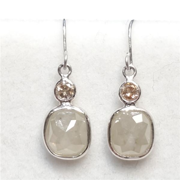 14K White Gold Diamonds (2.02Ct,I1-I3, G-J) Earrings (~Size 0) (~length 0 inches) (~weight 0.8g), Ap