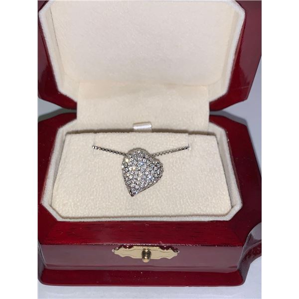 Heart Pendant with stones and matching 16 inch chain