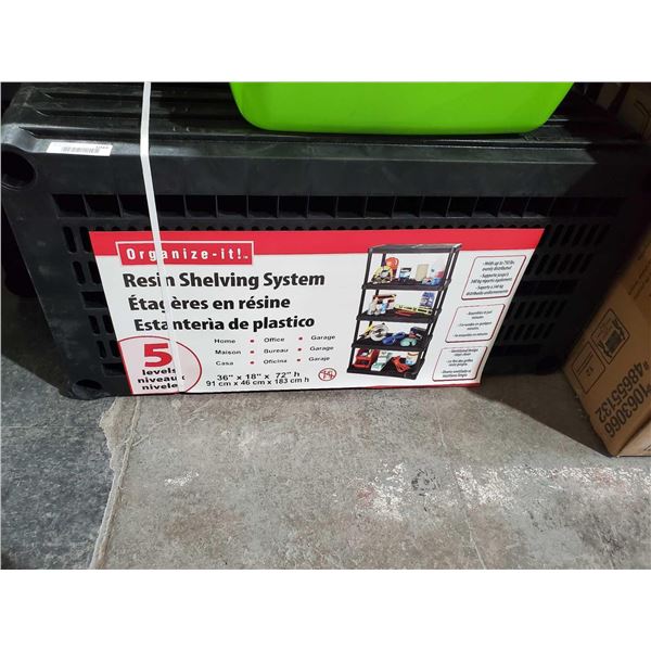 5 level resin shelving system