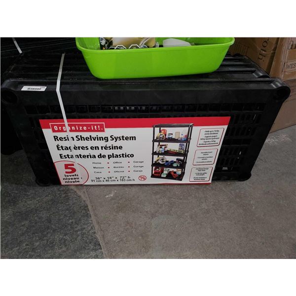 5 level resin shelving system