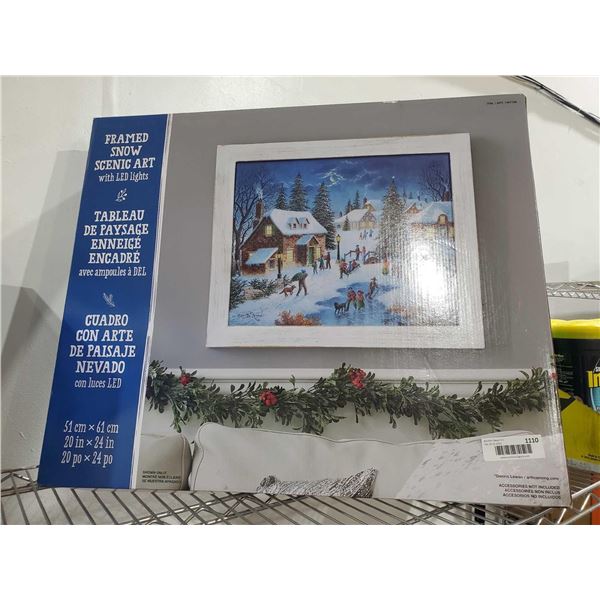 framed snow scenic art with led lights