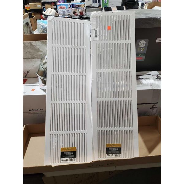 Imperial Standard Series Baseboard Grille 30" x 8" Louvered Design White Lot of 2