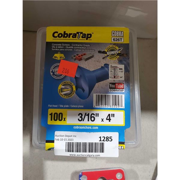CobraTap Concrete Scres Contractor Grade 626T100 x 3/16" x 4"