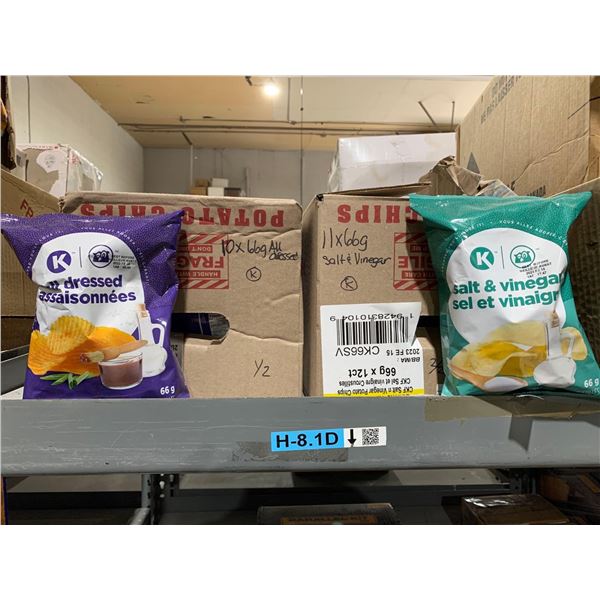 Lot of 21x66g Assorted Flavor Circle K Potato Chips