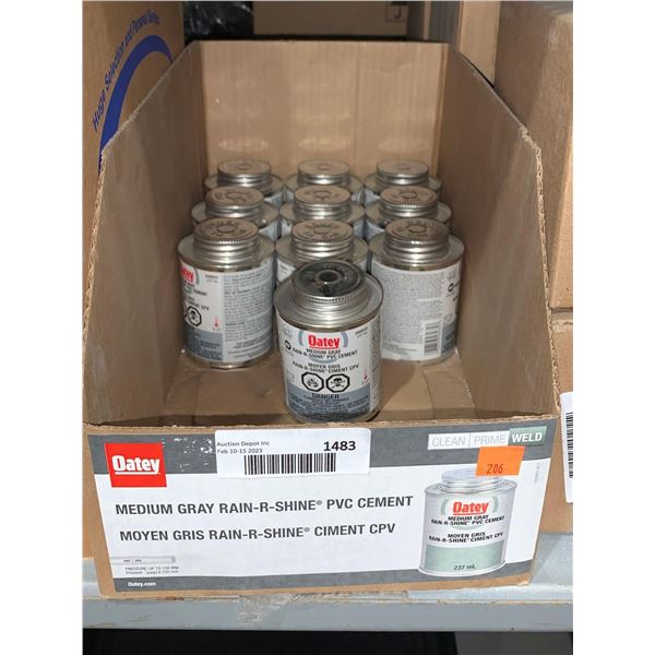 Case of 10 x 237ml Oatey Medium Gray Rain-R-Shine PVC Cement  Clean Prime Weld