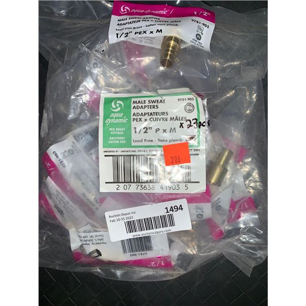 Aqua Dynamic PEX Brass Fittings Male Sweat Adapters 1/2" P x M 9781-903   Box of 23 packs