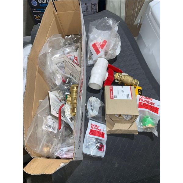 Box of Misc Plumbing Supplies