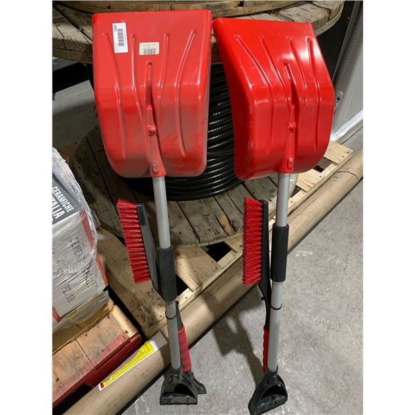 NEW Lot of 2 Snow Shovel / Brush Sets