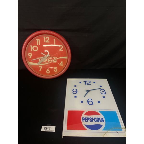 Coca Cola & Pepsi Cola Wall Clocks 1 had Repairs