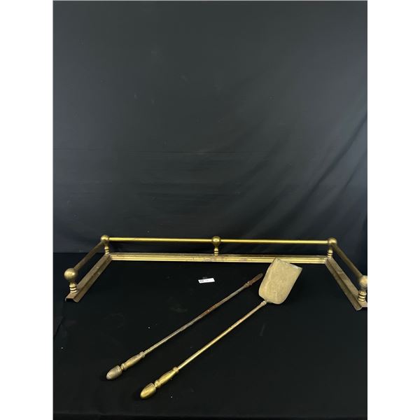 42" W x14" deep x 4.5" Tall Brass Fireplace Base with Tools