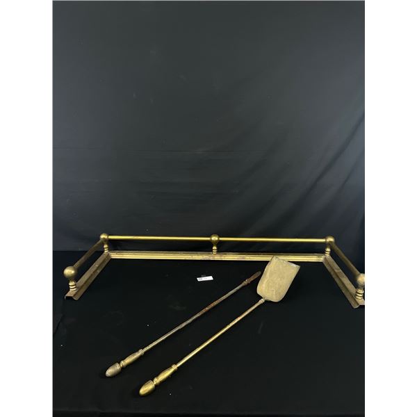 42  W x14  deep x 4.5  Tall Brass Fireplace Base with Tools