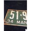 Image 2 : 1934 Manitoba License Plate