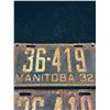 Image 2 : Pair of 1932 Manitoba License Plate