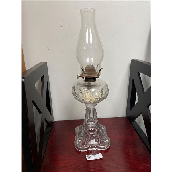 Antique 20  T Glass Oil Lamp