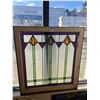 Image 1 : Antique 28 x 31." Stained Glass Window in Frame from England With Nice Purple Glass  NO Chips or Cra