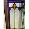 Image 2 : Antique 28 x 31." Stained Glass Window in Frame from England With Nice Purple Glass  NO Chips or Cra