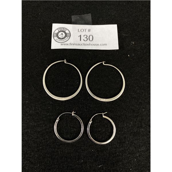 2 Pairs Of .925 Sterling Hoop Earrings