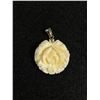 Image 2 : Lovely Carved Rose Pendant, Bone Or Ivory