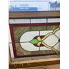 Image 2 : Antique 18 3/4"x 40" Stained Glass Window In Frame. American Made. NO SHIPPING