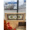 Image 1 : Antique 18 3/4"x 40" Stained Glass Window In Frame. American Made. Small Crack In Pane. NO SHIPPING