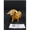 Image 2 : Rare Vintage Spaghetti Pottery Scottish Highland Cow Figurine- Artist Signed