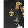Image 2 : Brass Lot Includes Vintage Large 17" Swiss Cow Bell, Leather Strap & More