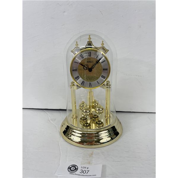 Birks Glass Dom Clock- Works Keeps Accurate Time