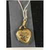 Image 2 : 10K Yellow Gold Heart Locket Etched Flower With Diamond Pendant 1.3 GR