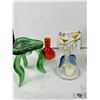 Image 2 : Vintage Art Glass Lot- Amberina Manganese Uranium Glass Candlestick Glows- Crystal Angel & More - No