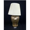 Image 1 : 1950's Brass Lamp w/Shade Approx. 27 1/2" Tall. Working Condition